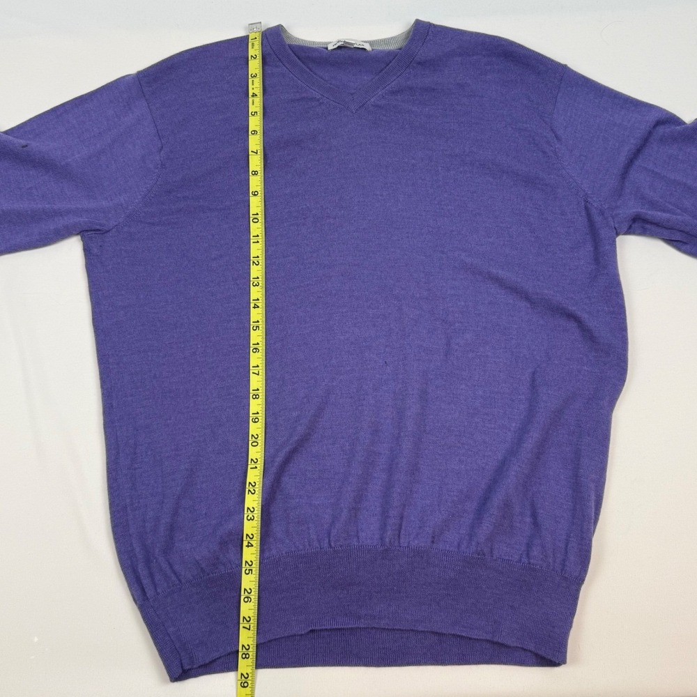 Peter Millar Mens V Neck Sweater Purple Merino Wool Silk Blend Size L - Picture 8 of 10